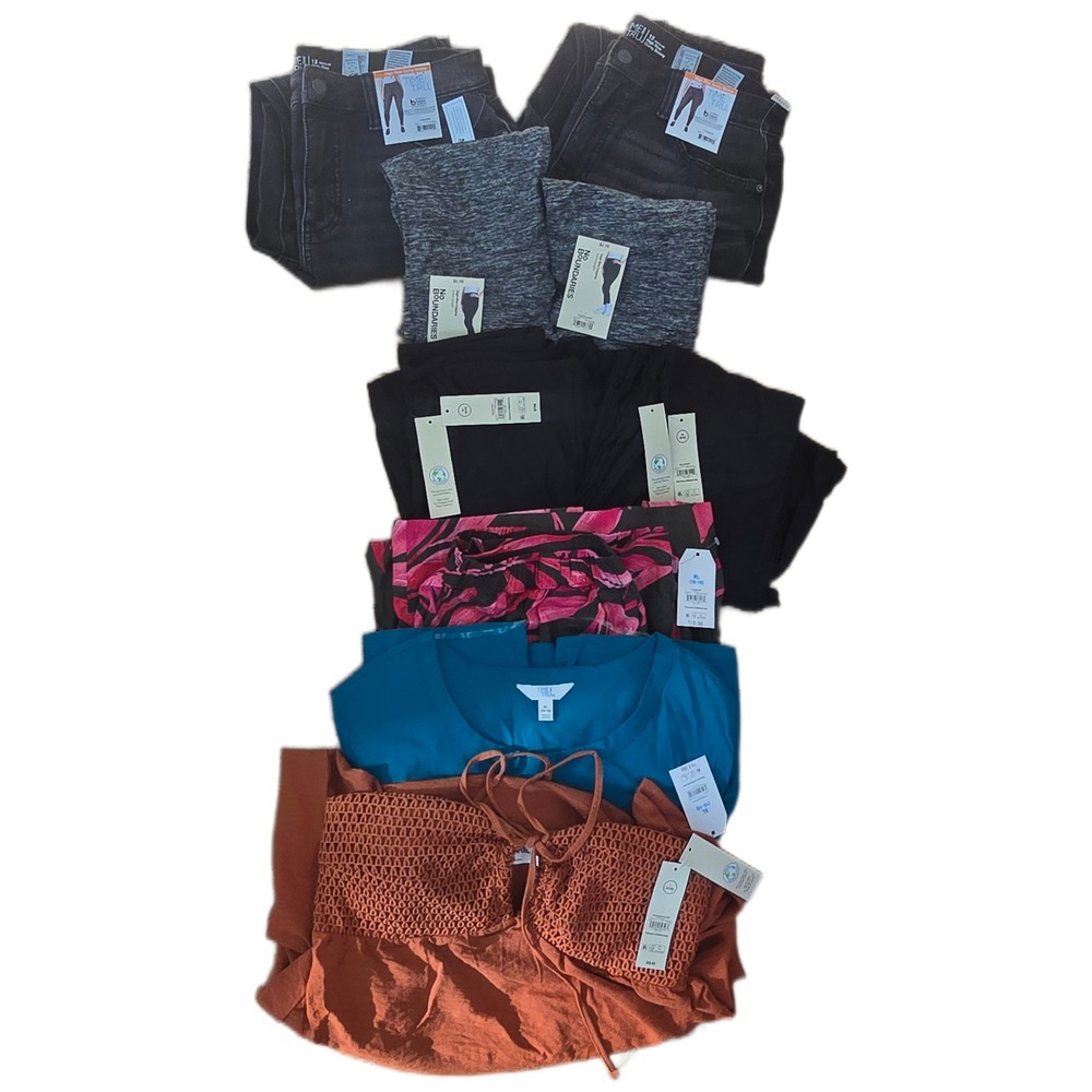 NWT Women Clothing Bundle 9pc Time and Tru No Boundaries Jeans‎ Dress Skirt S-XL